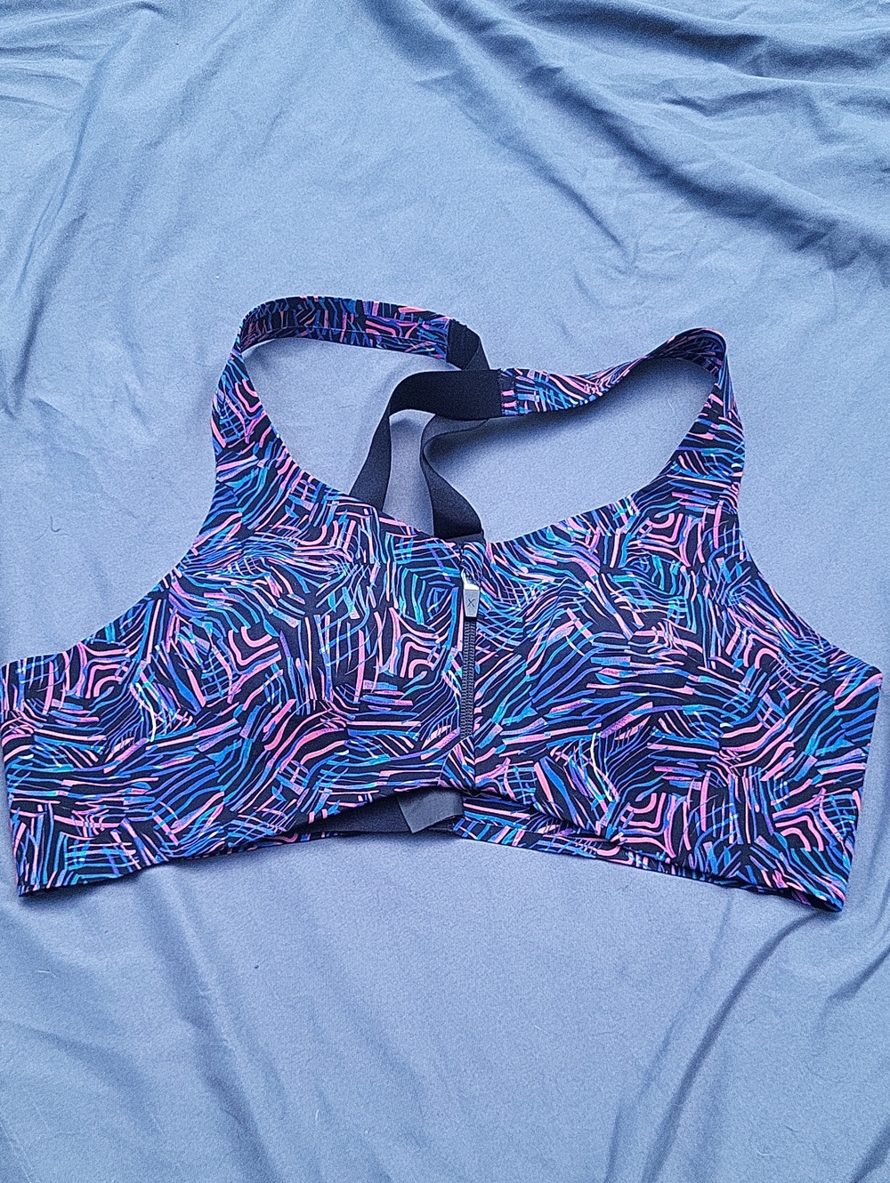 knix Multicolor Strappy Racerback Sports Bra  with Zip Front Size 5